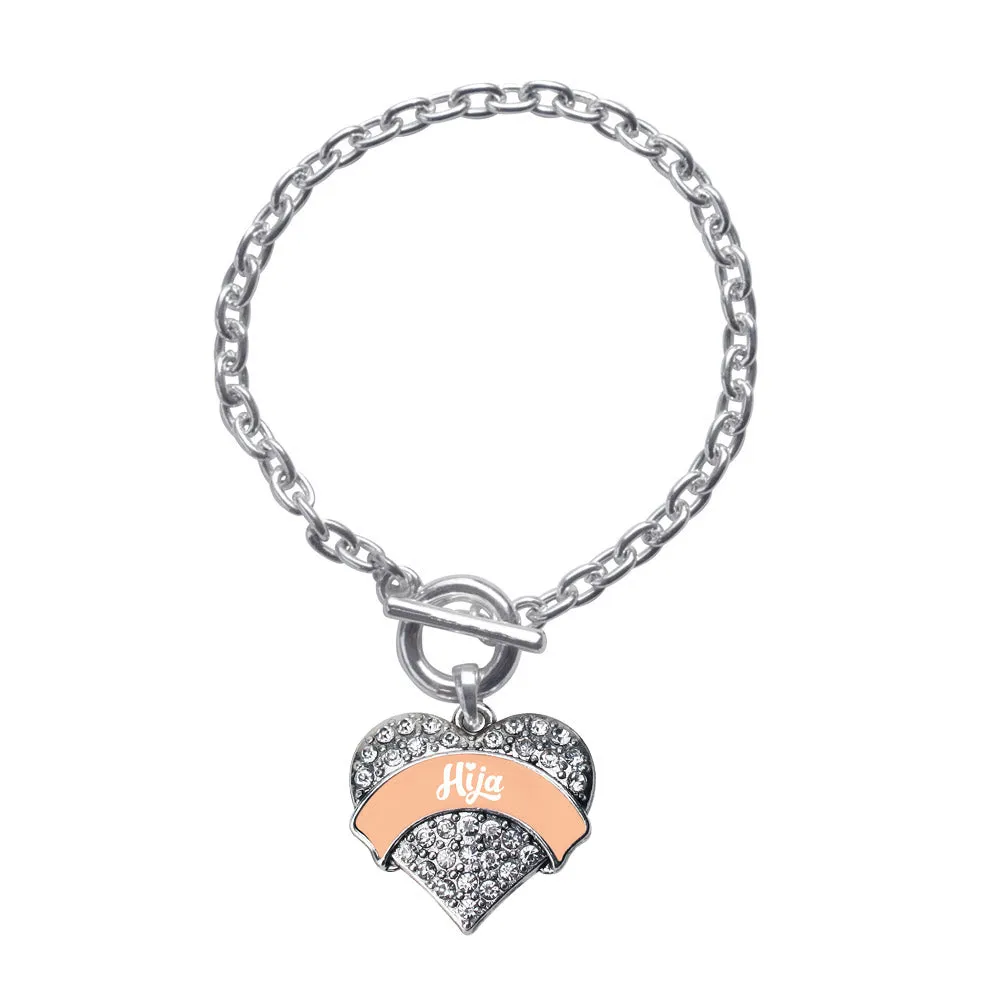 Silver Peach Hija Pave Heart Charm Toggle Bracelet