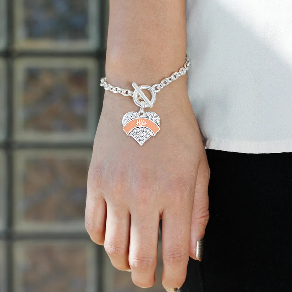 Silver Peach Hija Pave Heart Charm Toggle Bracelet