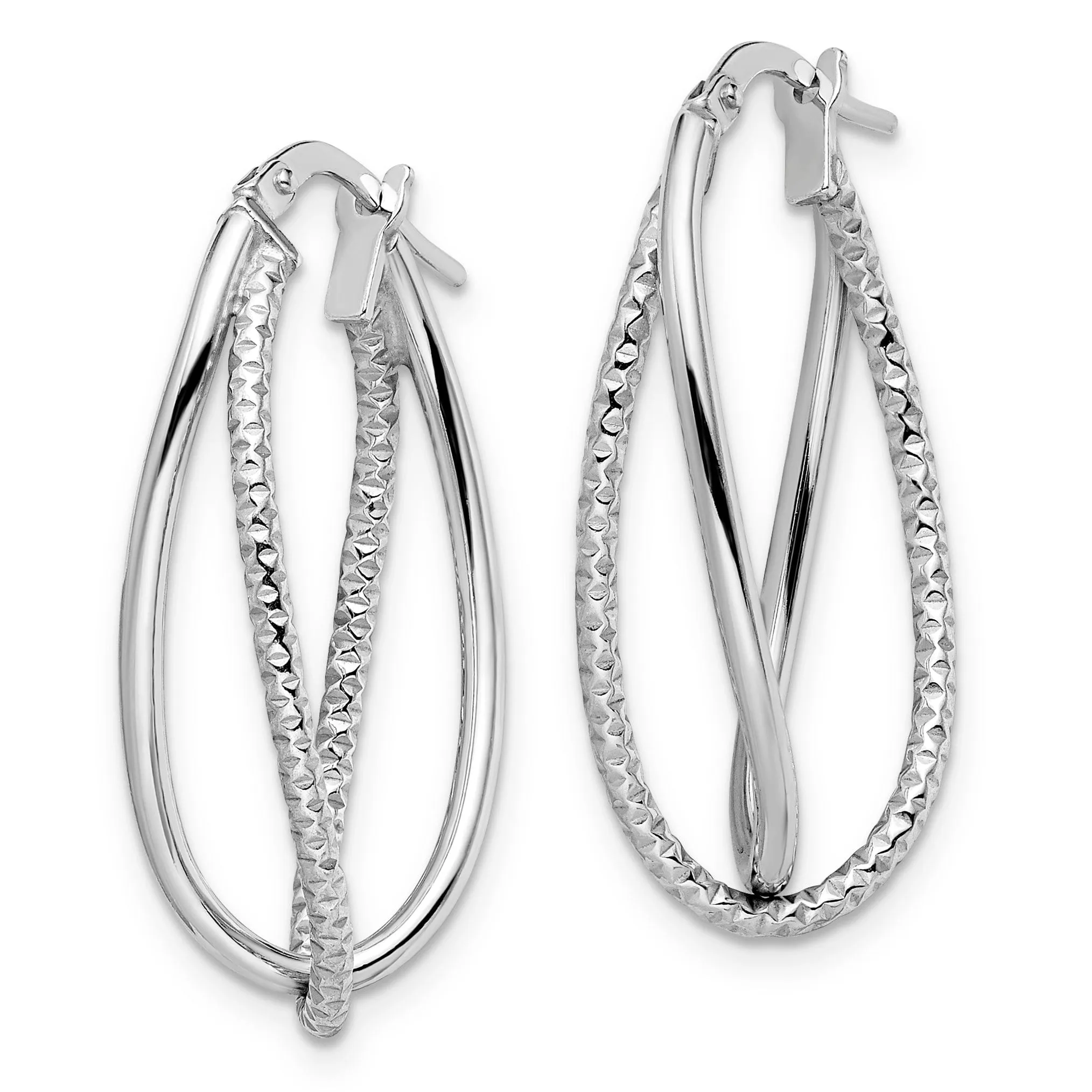 Silver Polished Textured Fancy Earrings