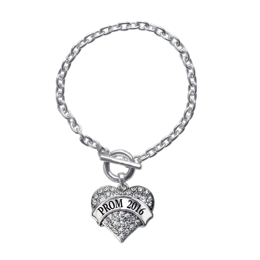 Silver Prom 2016 Pave Heart Charm Toggle Bracelet