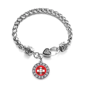 Silver Proud to be Swiss Circle Charm Braided Bracelet