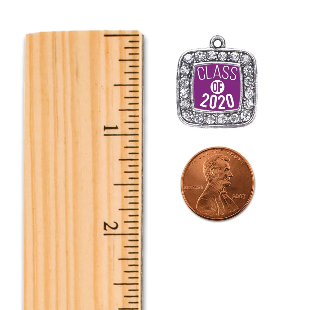 Silver Purple Class of 2020 Square Charm Toggle Bracelet