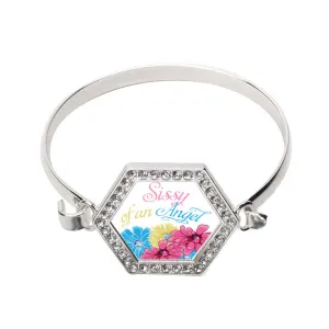 Silver Sissy Of An Angel Hexagon Charm Bangle Bracelet