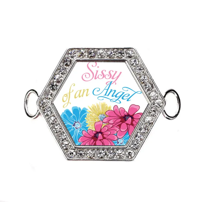 Silver Sissy Of An Angel Hexagon Charm Bangle Bracelet