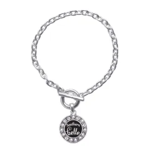 Silver Southern Belle Circle Charm Toggle Bracelet