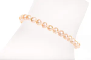 Single Strand Peach Freshwater Pearl Bracelet 6mm