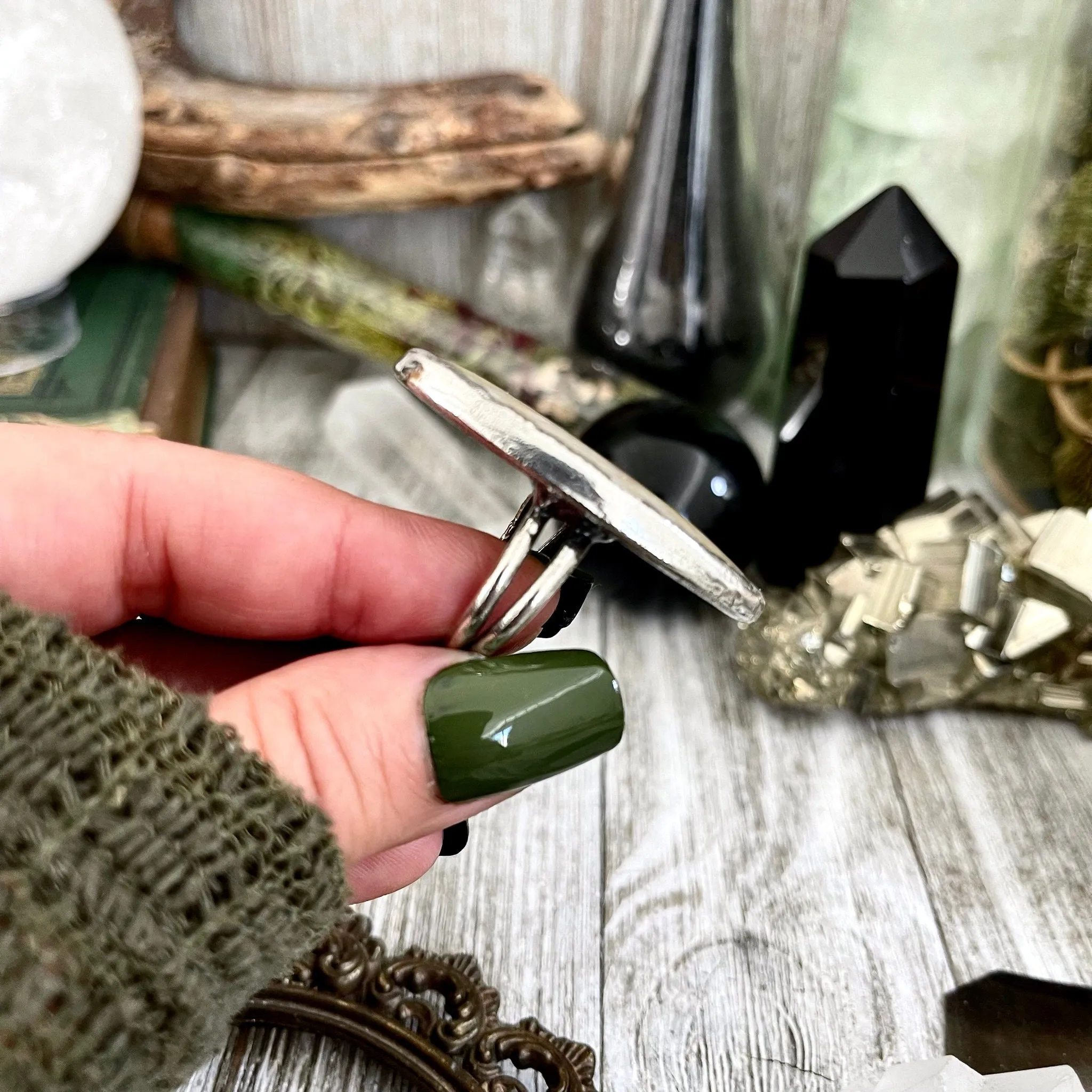 Size 8.5 Big Fossilized Coral Silver Statement Ring in Fine Silver / Foxlark Collection - One of a Kind