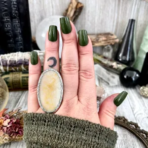 Size 8.5 Big Fossilized Coral Silver Statement Ring in Fine Silver / Foxlark Collection - One of a Kind