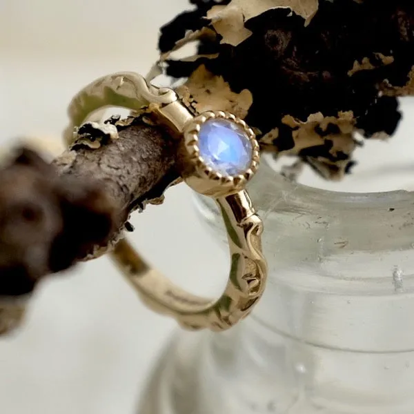 Solid Gold Baroque ring, Moonstone by Joy Everley