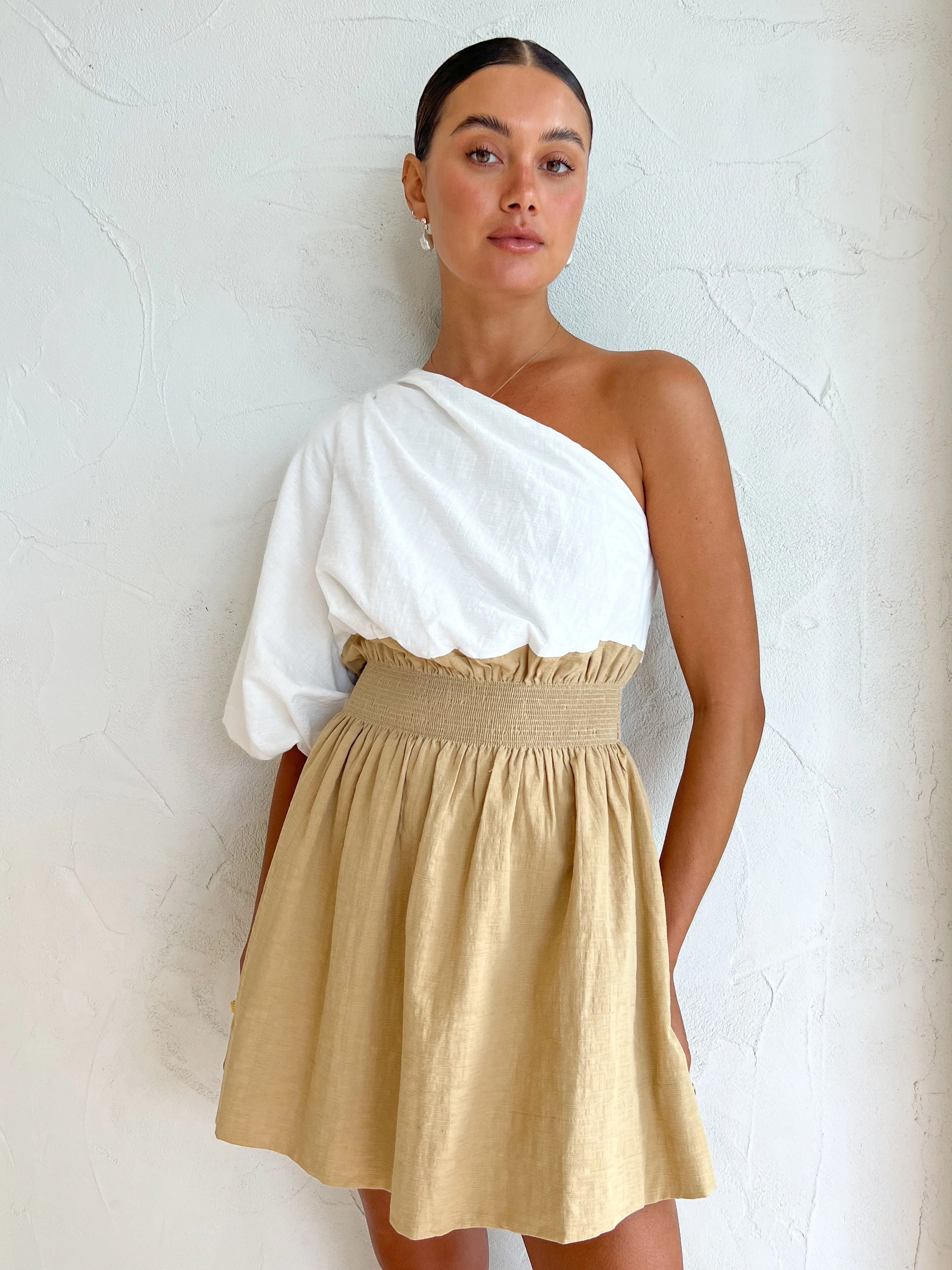 Sovere Reserve Mini Dress in Latte