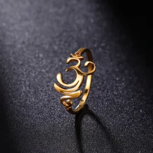 Stainless Steel Om Aum Symbol Ring - Yoga Jewelry for Men & Women