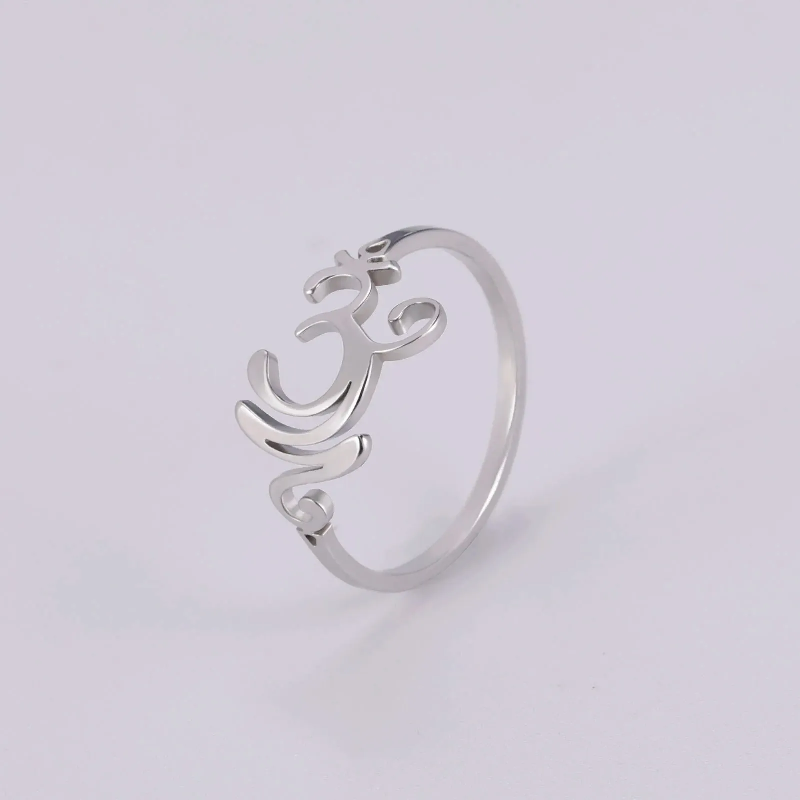 Stainless Steel Om Aum Symbol Ring - Yoga Jewelry for Men & Women