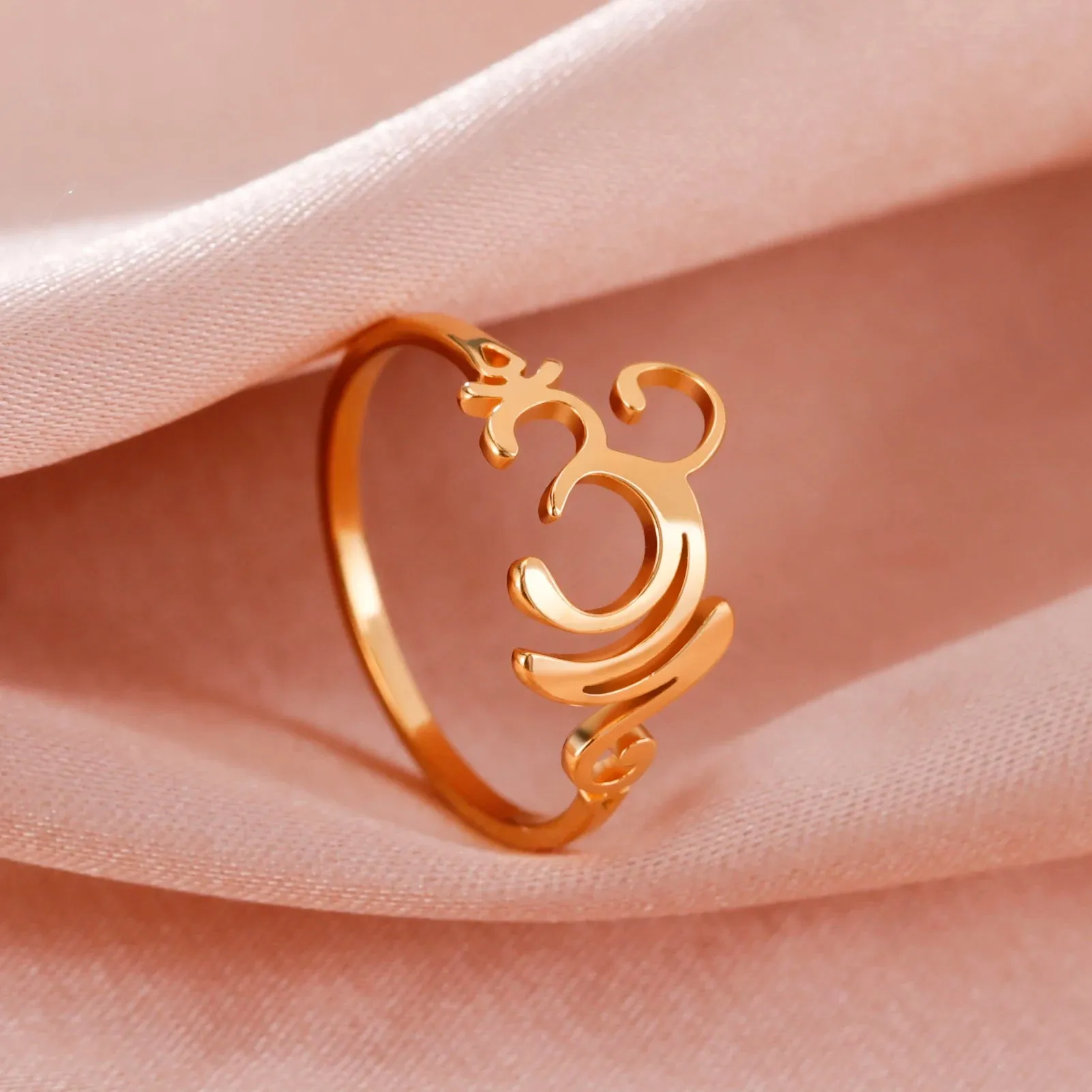 Stainless Steel Om Aum Symbol Ring - Yoga Jewelry for Men & Women