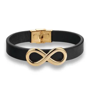 Steel Infinity Genuine Leather Buckle Bracelet