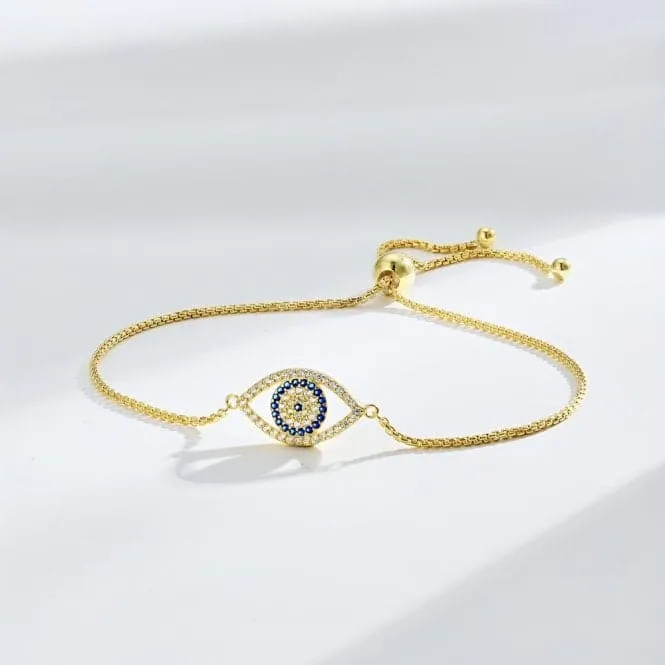 Sterling Silver Gold Plated Evil Eye Bracelet ERLB045