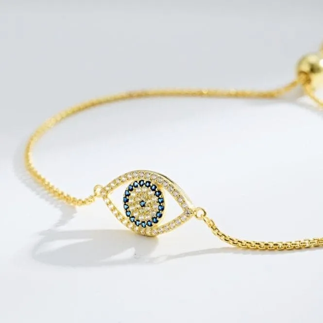 Sterling Silver Gold Plated Evil Eye Bracelet ERLB045