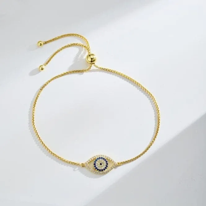 Sterling Silver Gold Plated Evil Eye Bracelet ERLB045