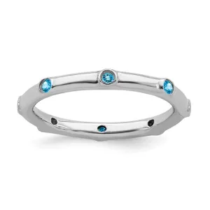 Sterling Silver Stackable Expressions Blue Topaz Ring