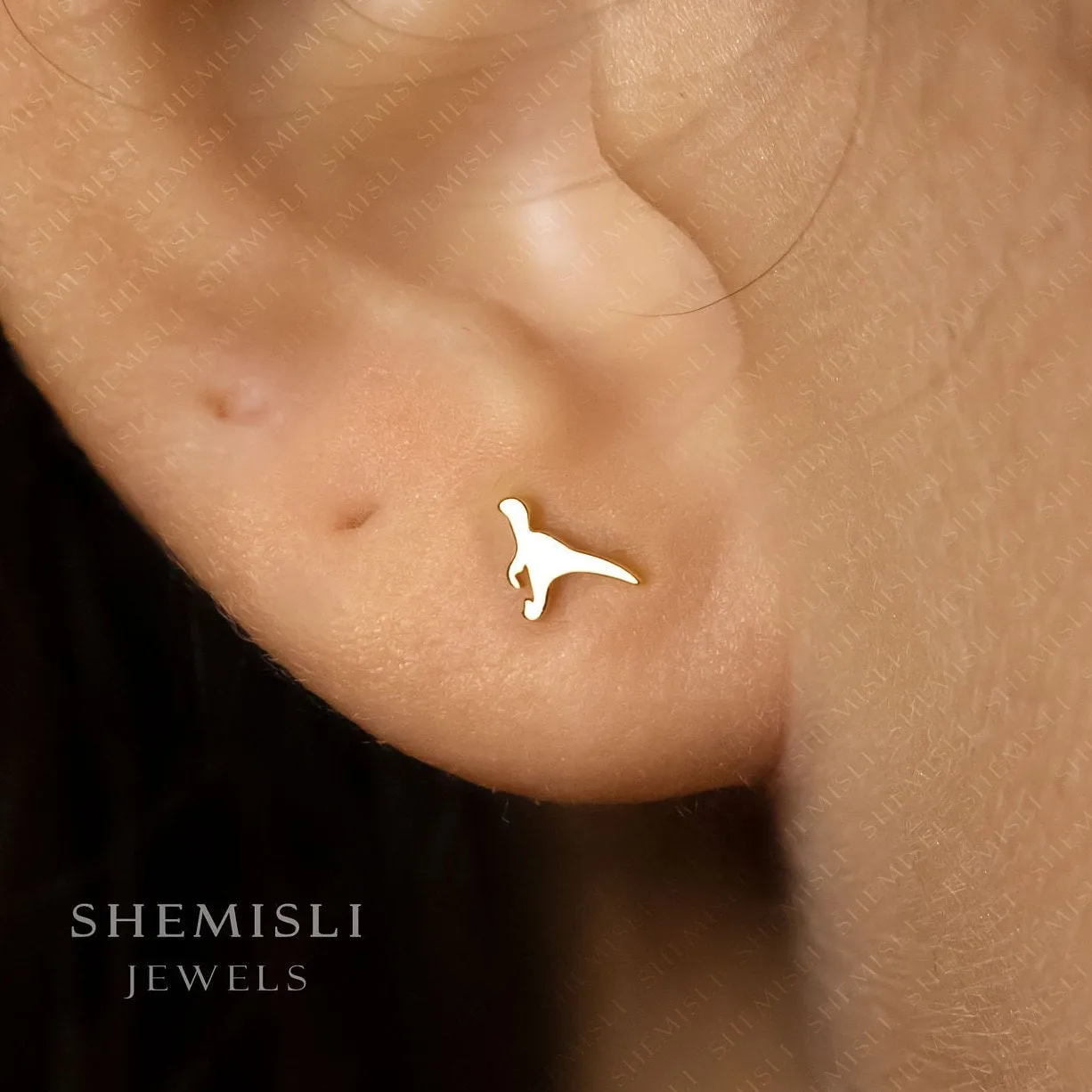 Tiny Raptor Dinosaur Stud Earrings, Unisex, Gold, Silver SS713 Butterfly End, SS714 Screw Ball End (Type A) LR