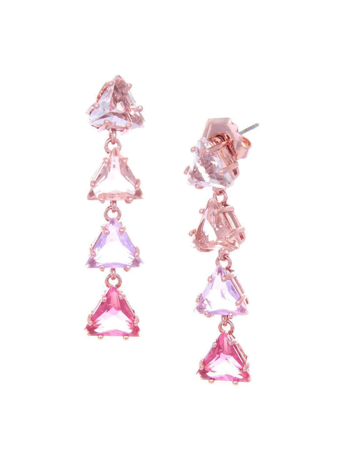 Triangle 4 Tiered Pastel Earrings Pink