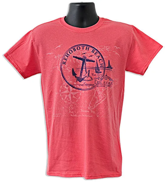 TSRB03C T-Shirt Rehoboth Beach Anchor CORAL SILK