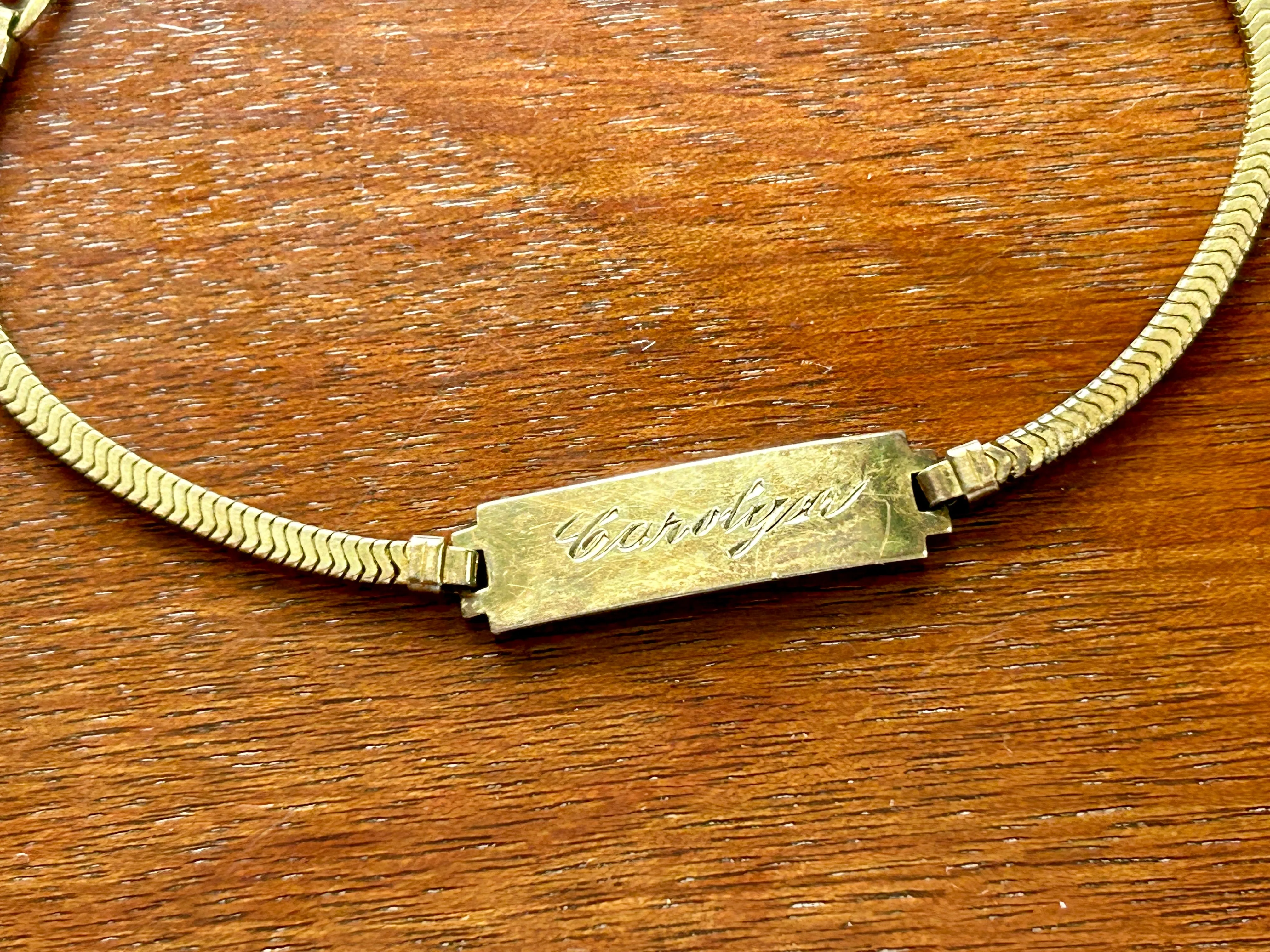 Vintage Forstner 1/20 12k Yellow Gold Filled ID Bracelet CAROLYN