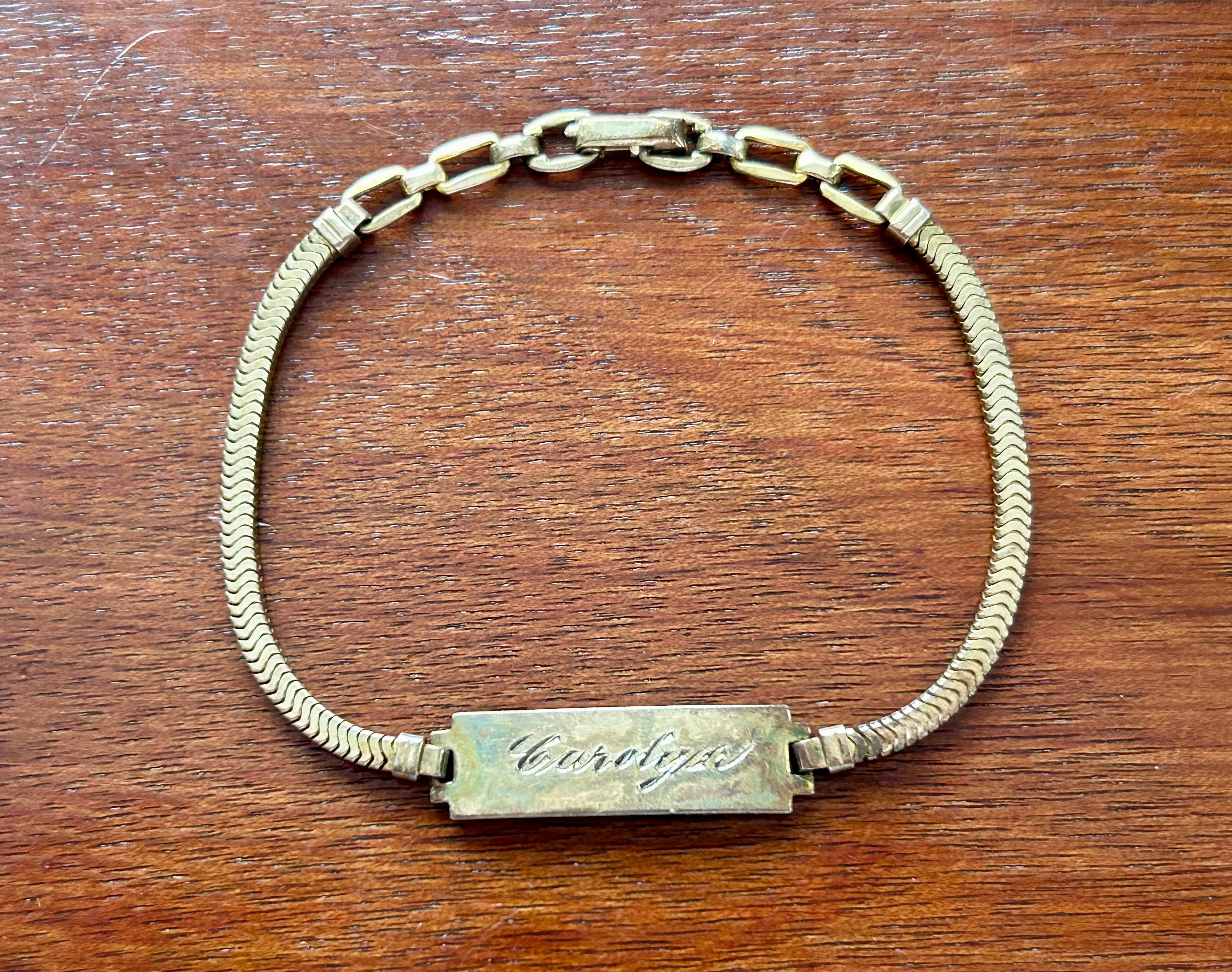 Vintage Forstner 1/20 12k Yellow Gold Filled ID Bracelet CAROLYN