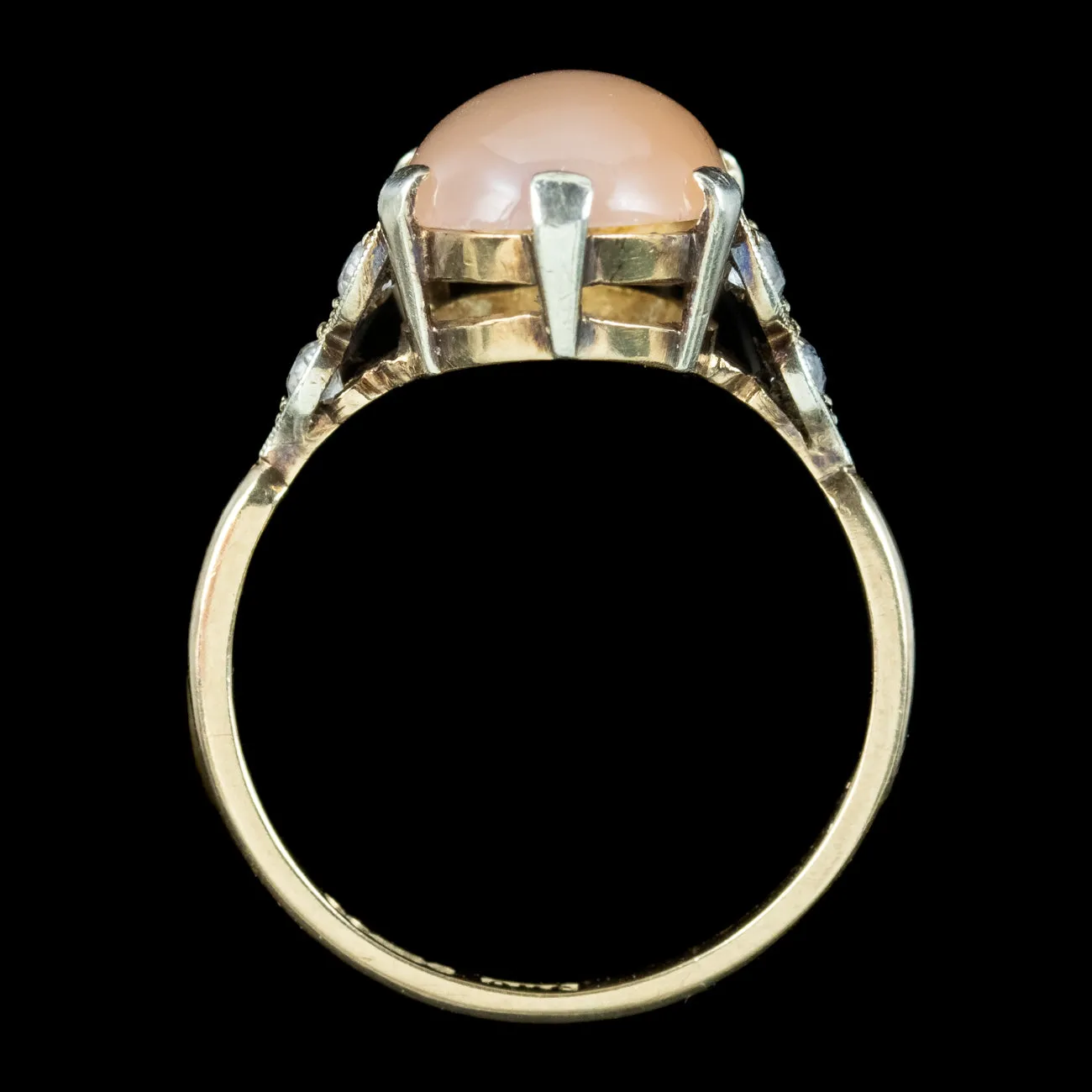 Vintage Peach Moonstone Spinel Ring Dated 1949