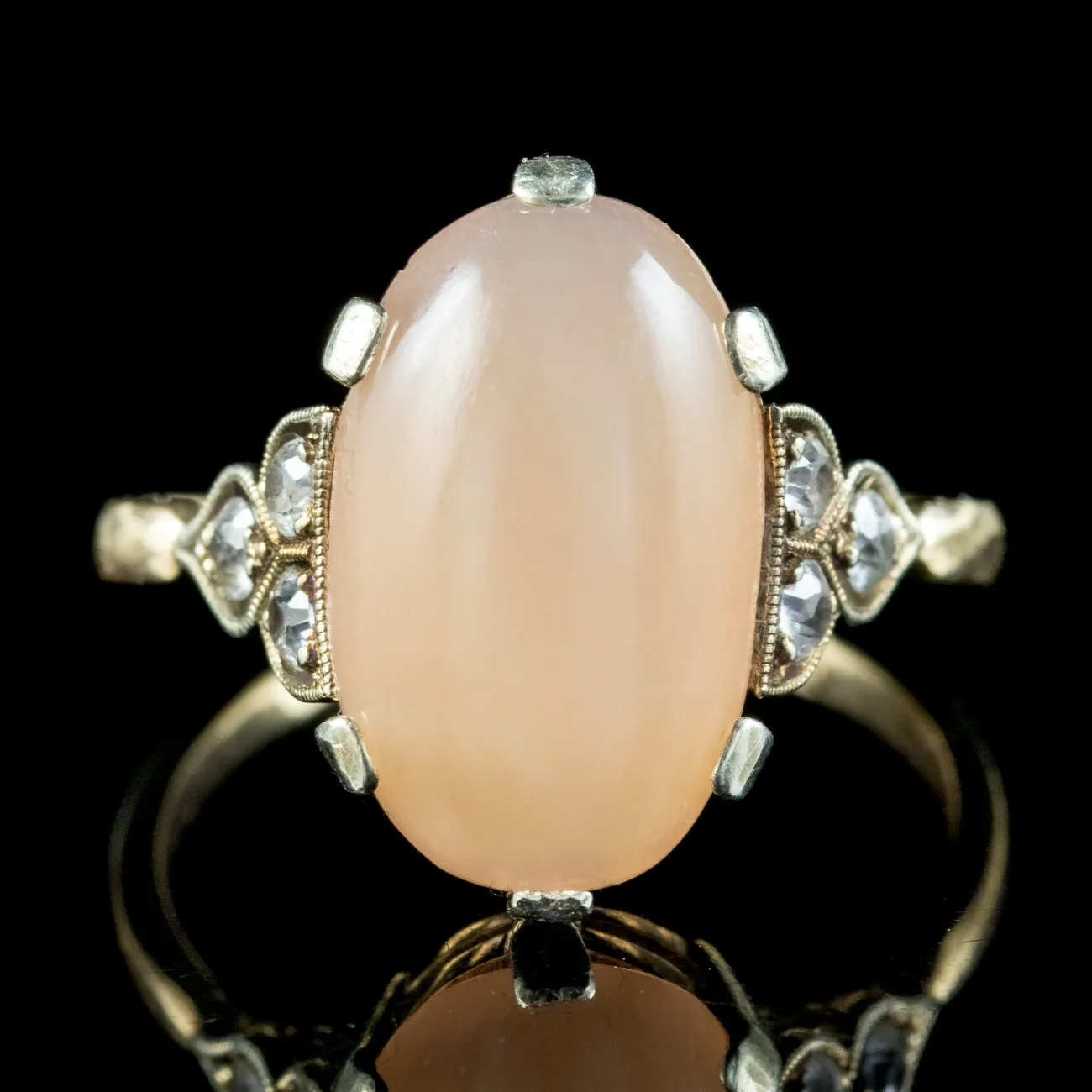 Vintage Peach Moonstone Spinel Ring Dated 1949