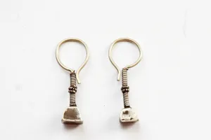 Vintage Small Silver Vedhla Indian Tribal Earrings from Gujarat