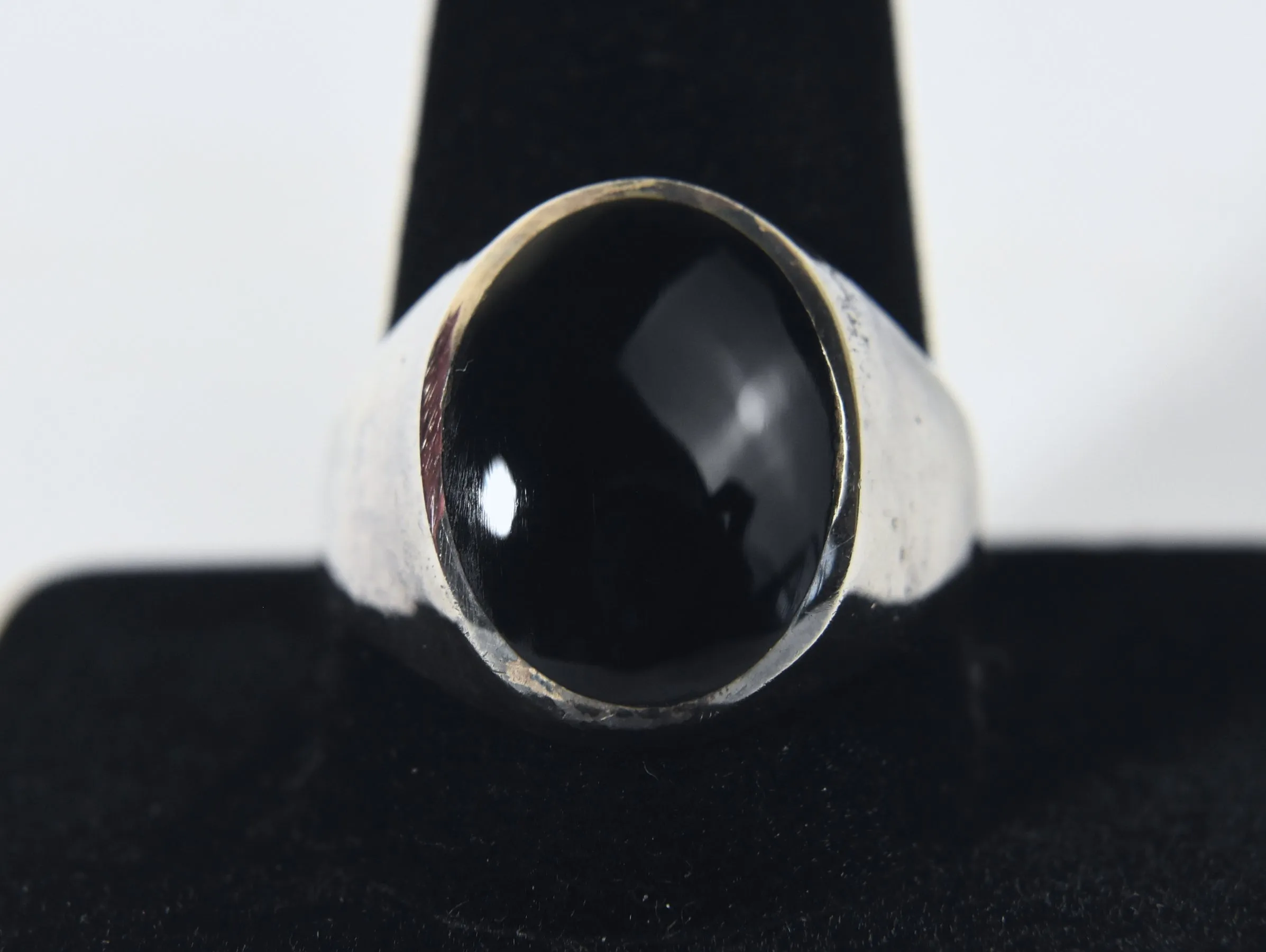 Vintage Sterling Silver Black Onyx Ring - Size 12