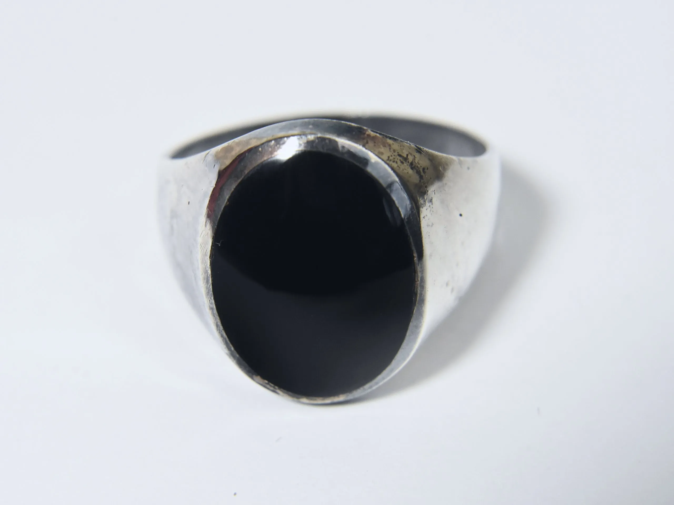 Vintage Sterling Silver Black Onyx Ring - Size 12