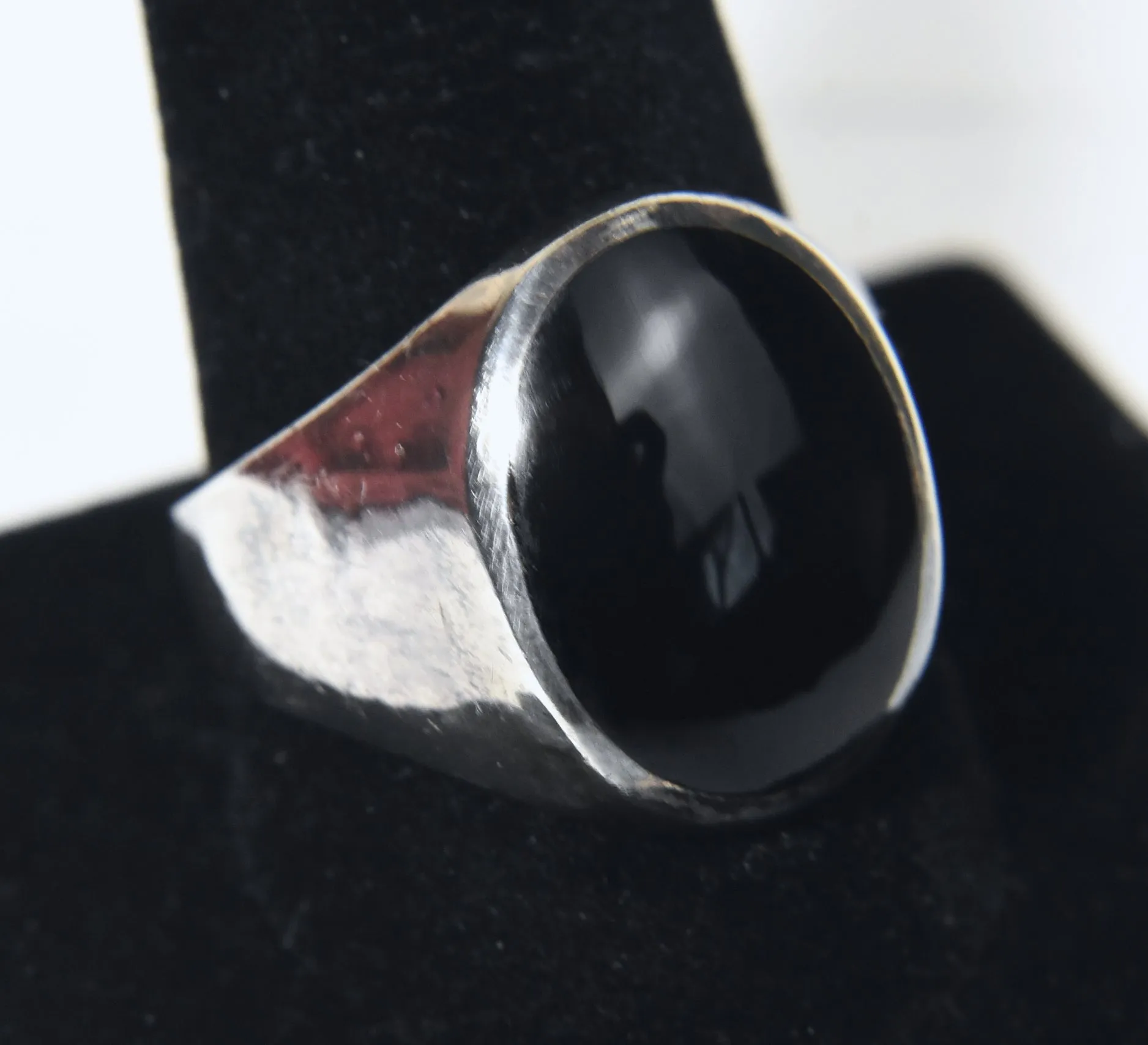 Vintage Sterling Silver Black Onyx Ring - Size 12