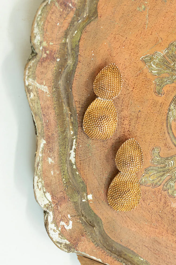 Vintage Textured Gold Clip-On Earrings