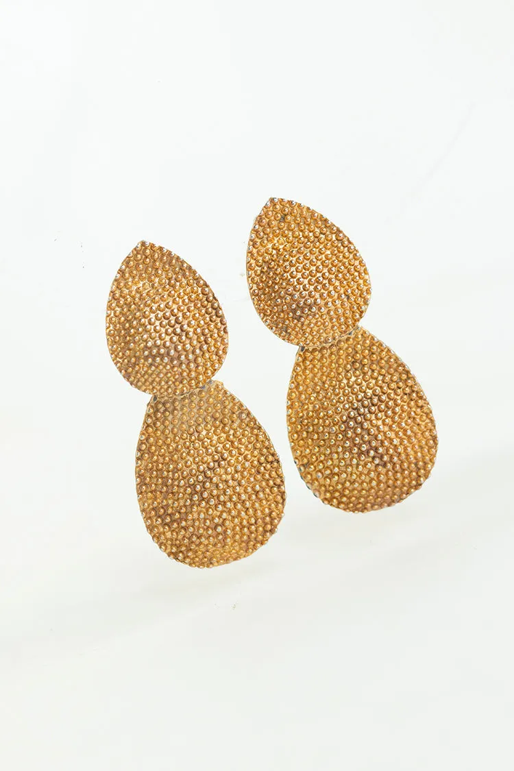 Vintage Textured Gold Clip-On Earrings