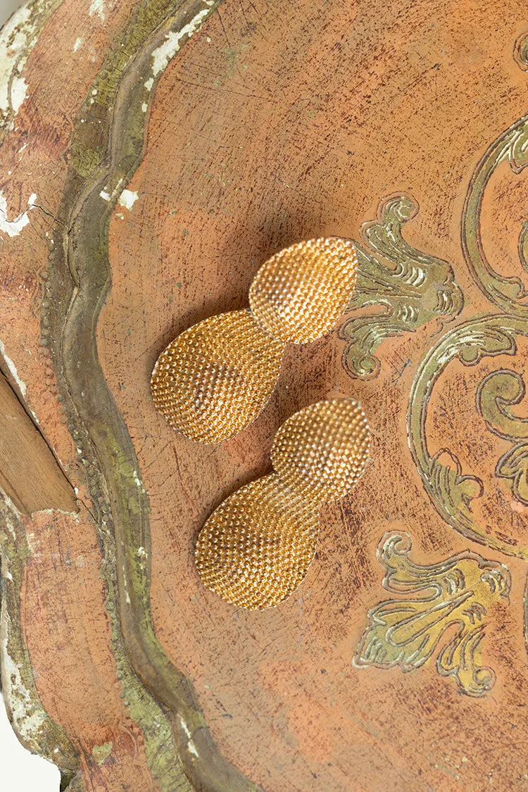 Vintage Textured Gold Clip-On Earrings