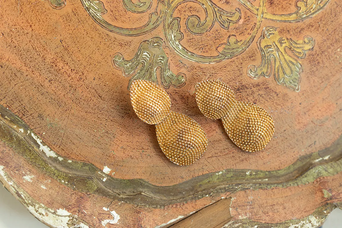 Vintage Textured Gold Clip-On Earrings