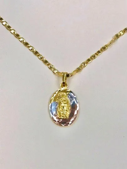 Virgen de Guadalupe Necklace Gold Filled Tri-Color Necklace 22x14mm / Guadalupe Pendant / Virgen de Guadalupe Jewelry / Cadena y Dije de la Guadalupe