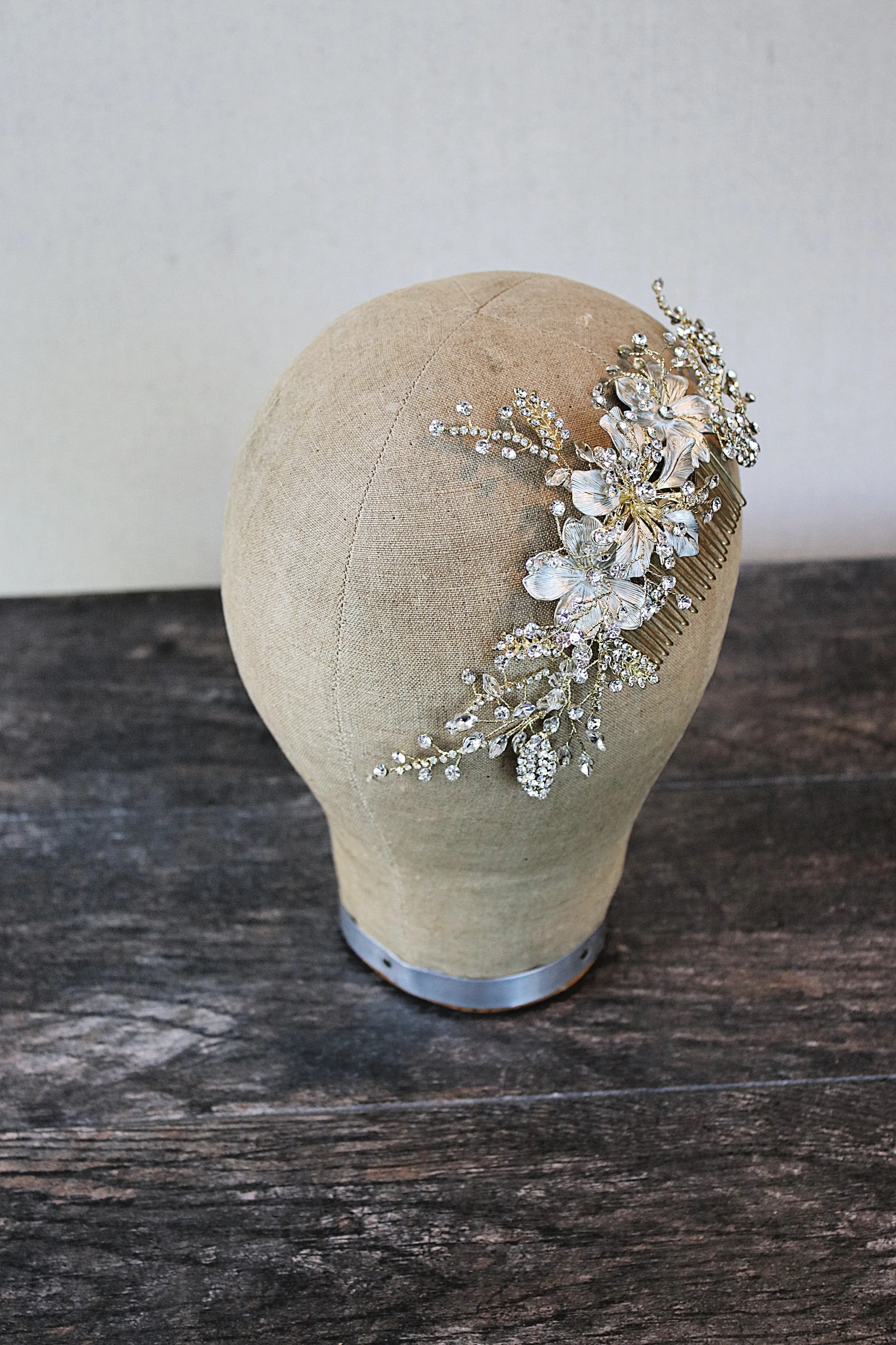 WARBECK Silvered and Gilded Floral Wedding Headpiece