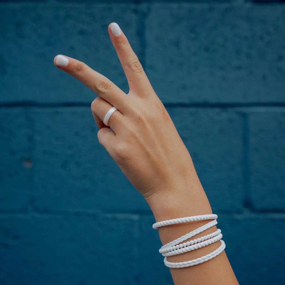 Weave Stackable Silicone Bracelet - White