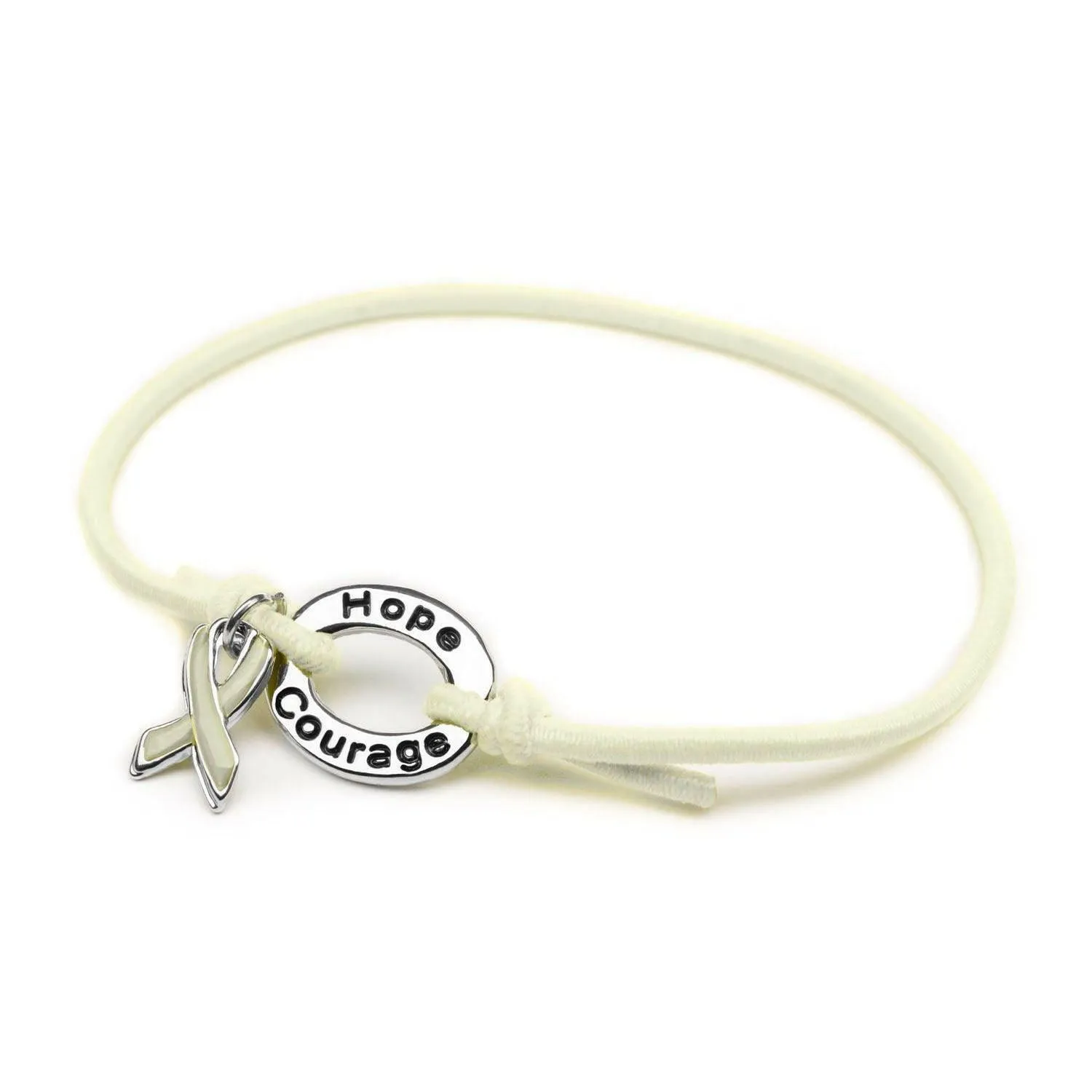 White Awareness Stretch Charm Bracelet