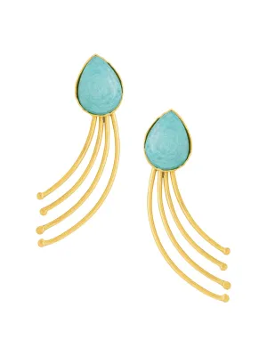 Yellow Chimes Drop Earrings For Women | Fashion Golden Women Earrings | Green Stone Gold Plated Drop Earrings For Girls | Birthday Gift for Girls Anniversary Gift for Women