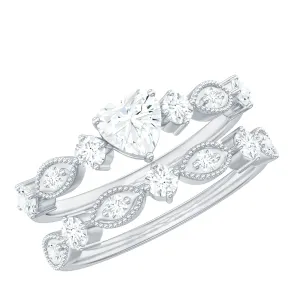 Zircon Bridal Wedding Ring Set with Matching Band